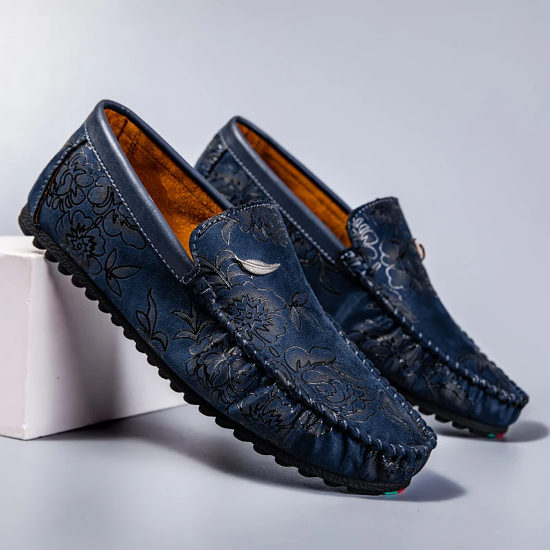 Leather Floral Loafers