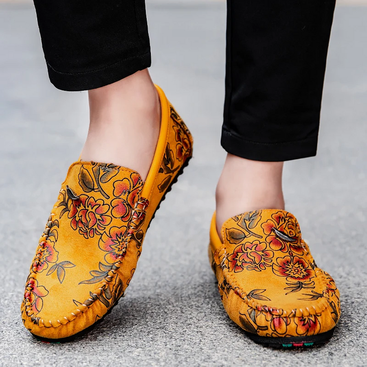 Leather Floral Loafers