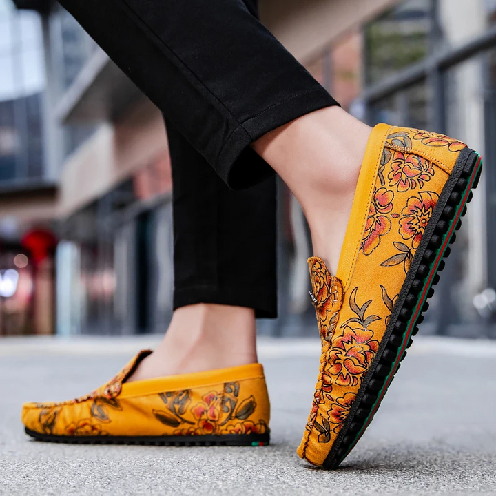 Leather Floral Loafers