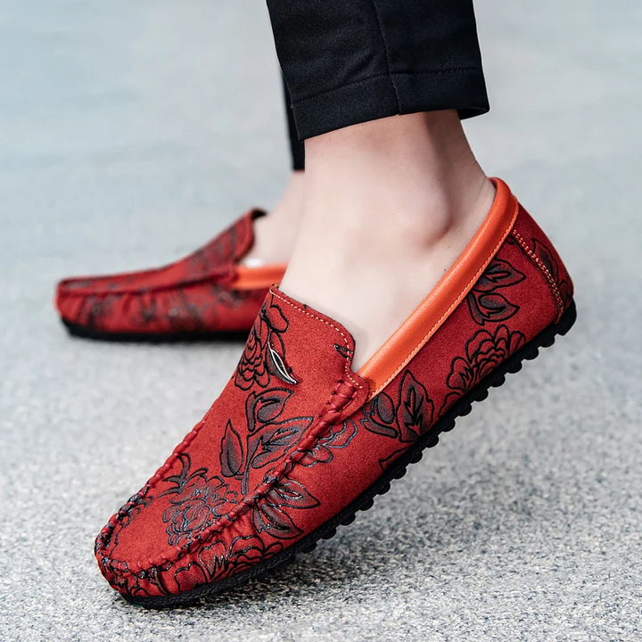 Leather Floral Loafers