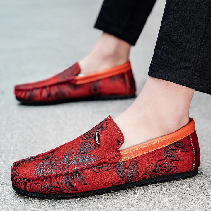 Leather Floral Loafers