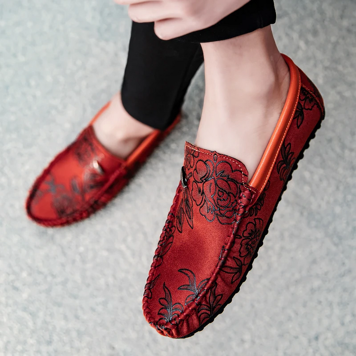 Leather Floral Loafers