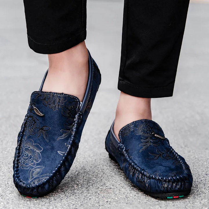 Leather Floral Loafers