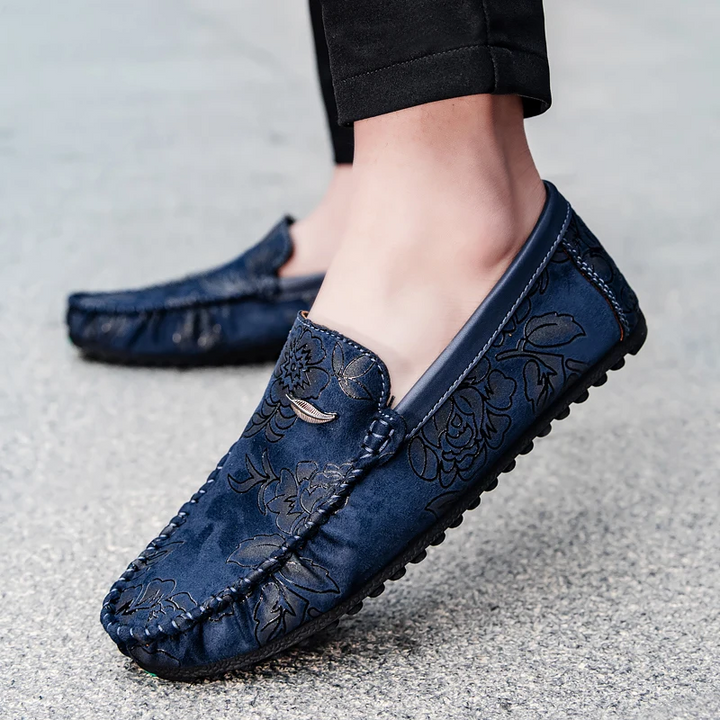 Leather Floral Loafers