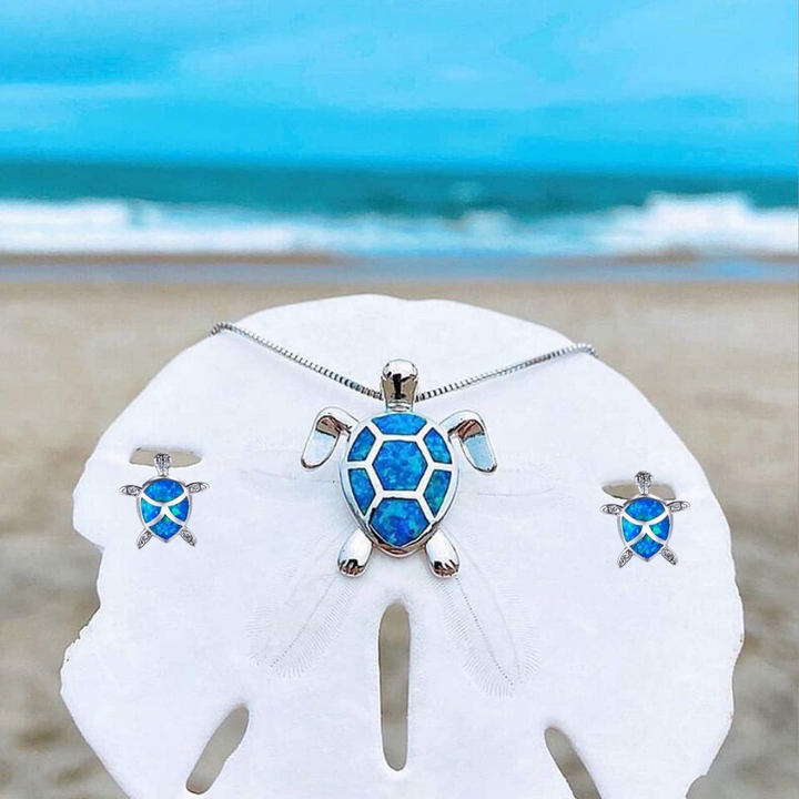 Opal Jewelry Set featuring Sea Turtles