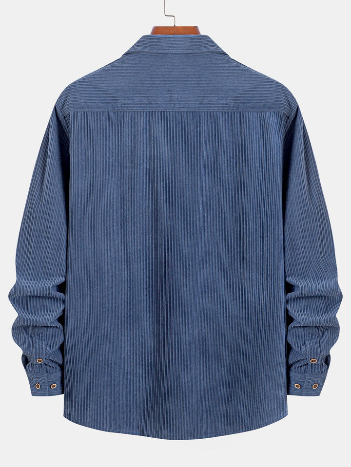 Long Sleeve Corduroy Shirt with Pocket and Buttons