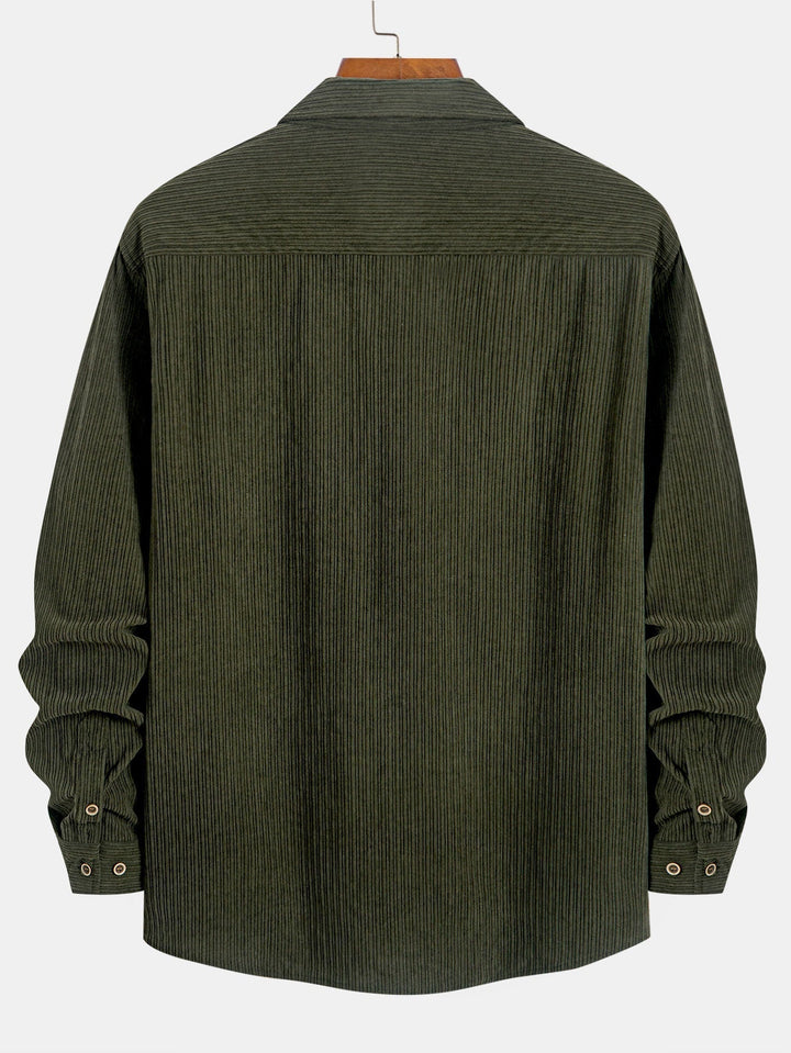 Long Sleeve Corduroy Shirt with Pocket and Buttons