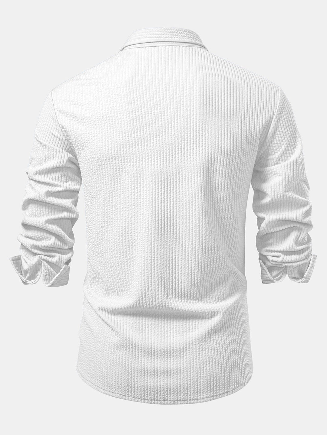 Ribbed Long Sleeve Muscle Fit Shirt, Buttoned & Ribbed Straight Leg Pants