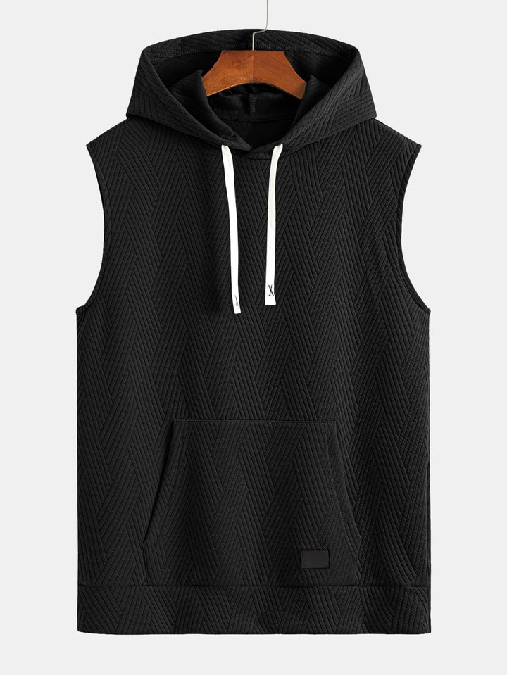 Sleeveless Hooded Sweatshirt in Striped Jacquard <tc>T-Shirt</tc> &amp; Shorts