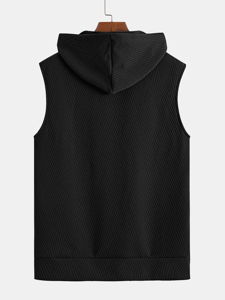 Sleeveless Hooded Sweatshirt in Striped Jacquard <tc>T-Shirt</tc> &amp; Shorts