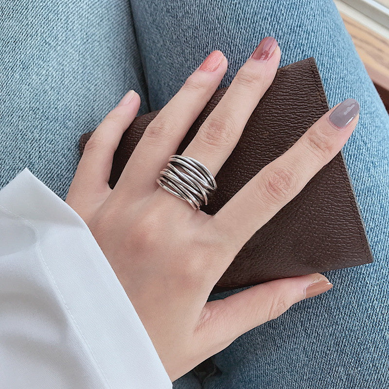 Silver Stacking Ring with Adjustable Fit