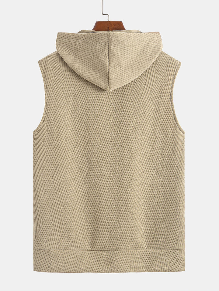 Sleeveless Hooded Sweatshirt in Striped Jacquard <tc>T-Shirt</tc> &amp; Shorts