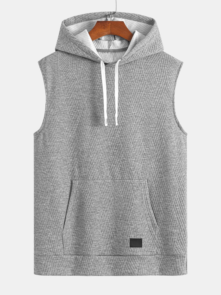 Sleeveless Hooded Sweatshirt in Striped Jacquard <tc>T-Shirt</tc> &amp; Shorts