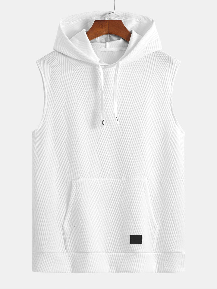 Sleeveless Hooded Sweatshirt in Striped Jacquard <tc>T-Shirt</tc> &amp; Shorts