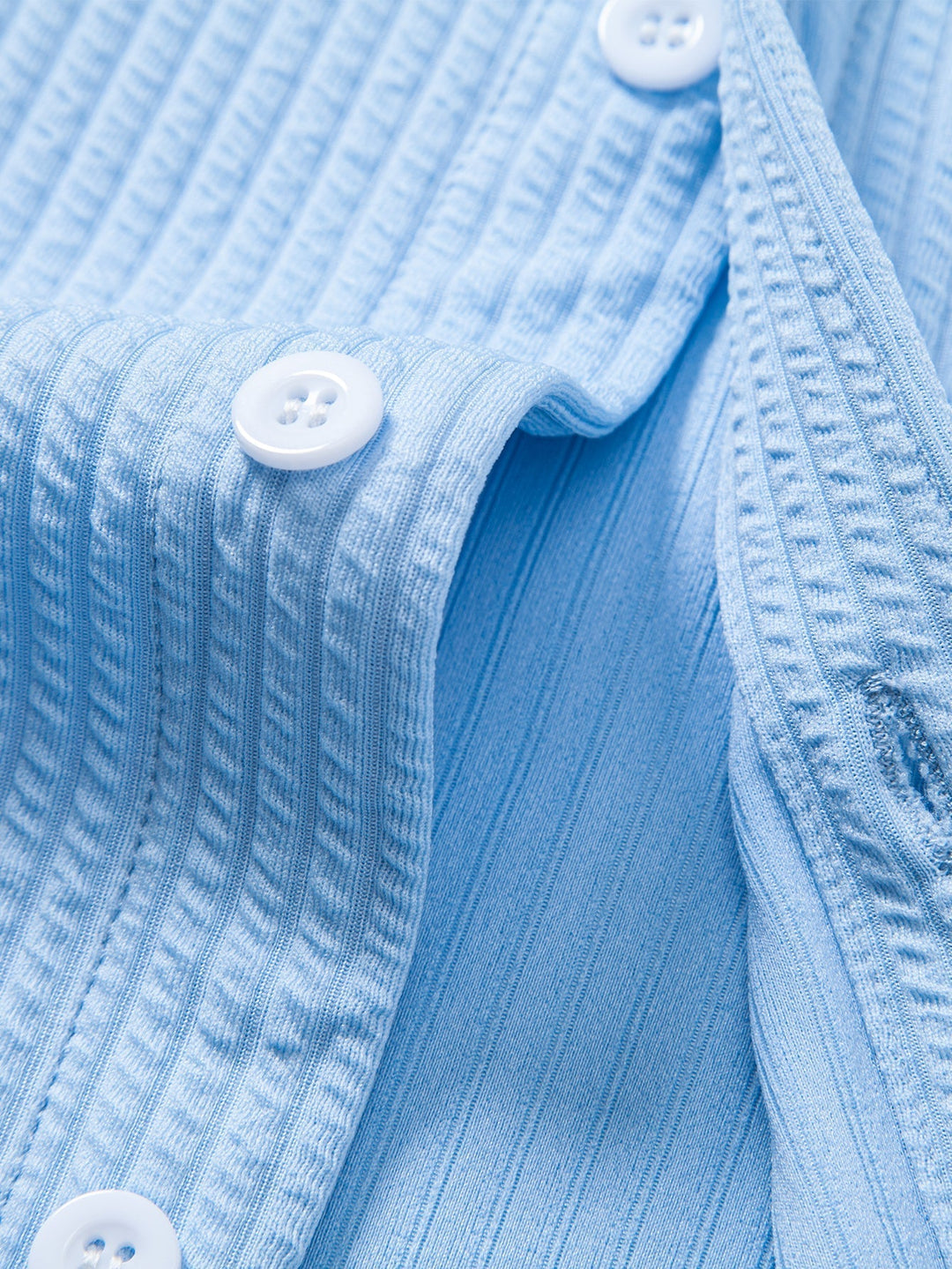 Ribbed Long Sleeve Muscle Fit Shirt with Buttons