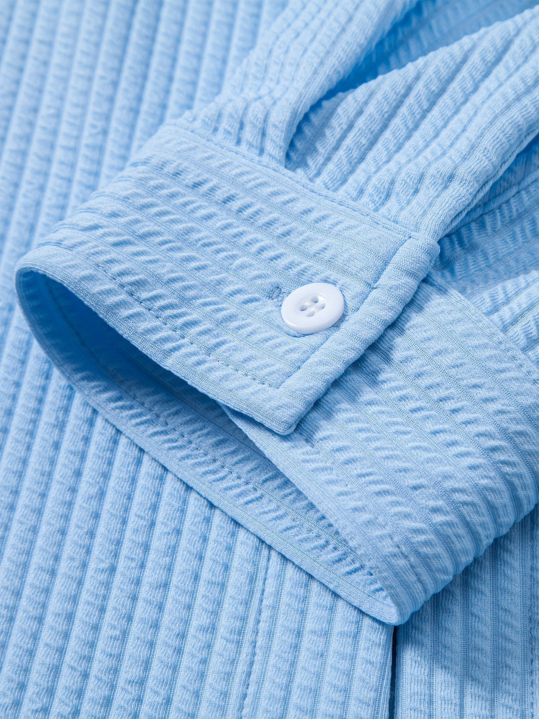 Ribbed Long Sleeve Muscle Fit Shirt with Buttons