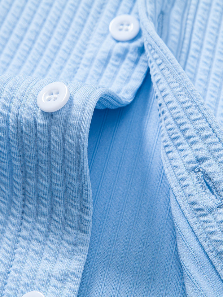 Ribbed High Neck Shirt, Muscle Fit, Long Sleeves