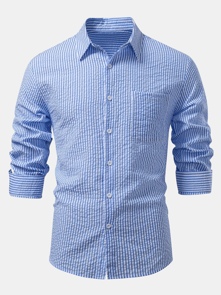 Button-Up Striped Seersucker Shirt