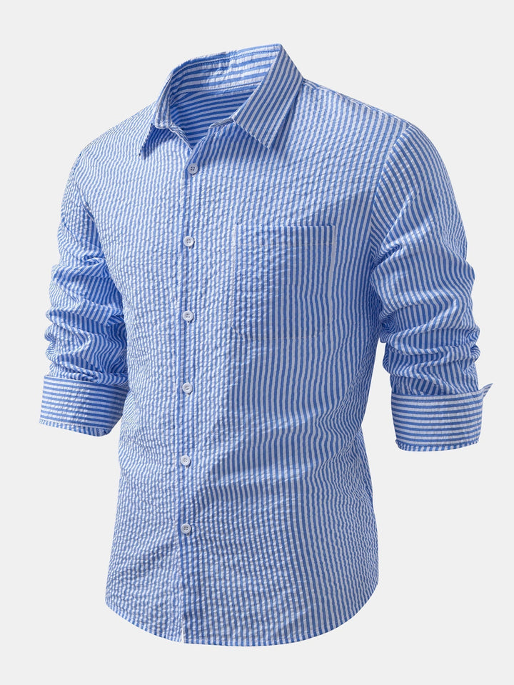 Button-Up Striped Seersucker Shirt