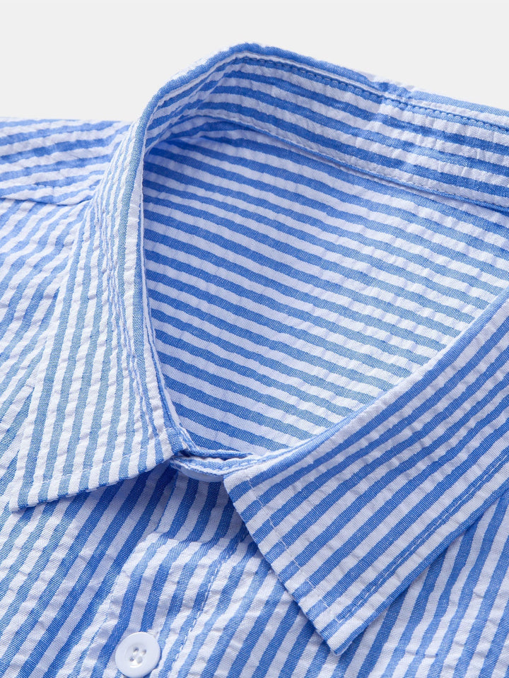 Button-Up Striped Seersucker Shirt