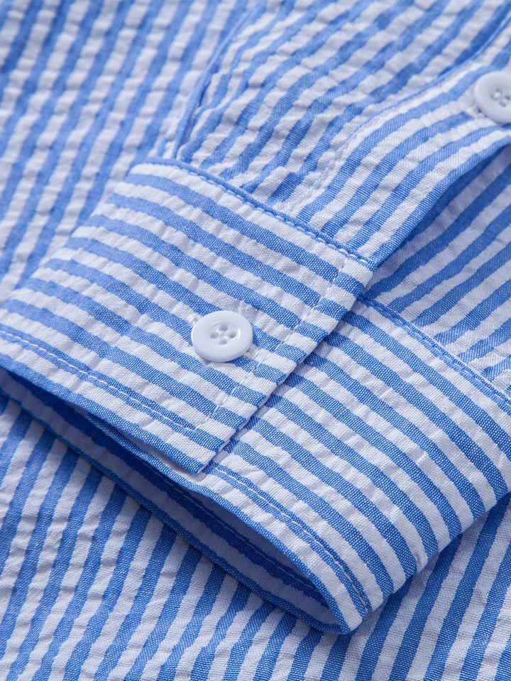 Button-Up Striped Seersucker Shirt