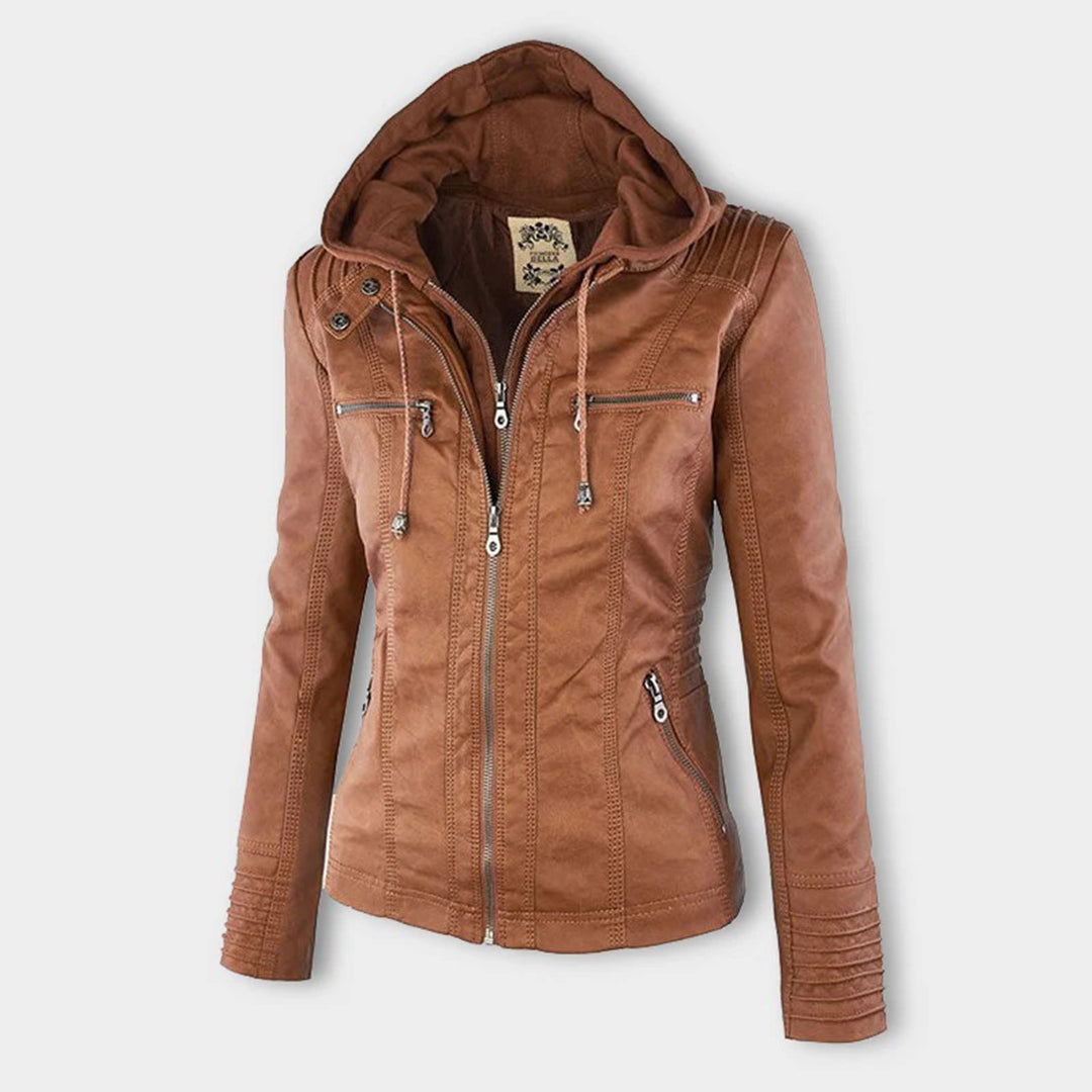 Sienna™ | Faux Leather Jacket with Hood