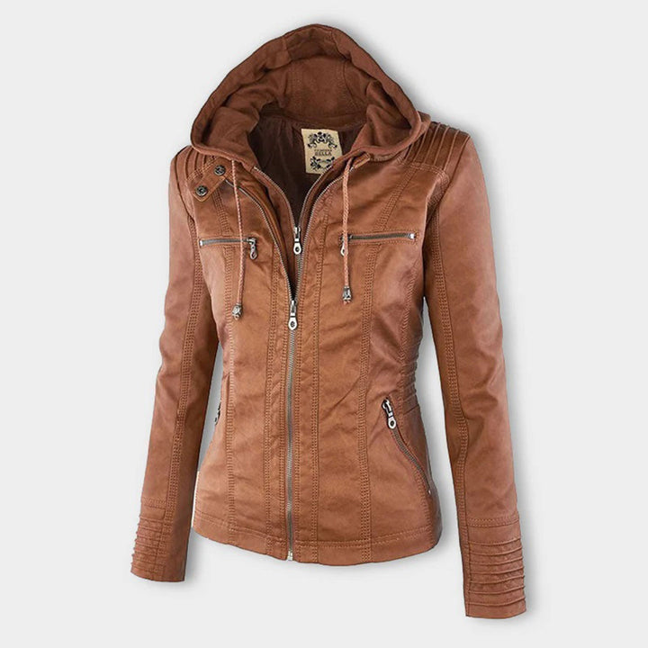 Sienna™ | Faux Leather Jacket with Hood