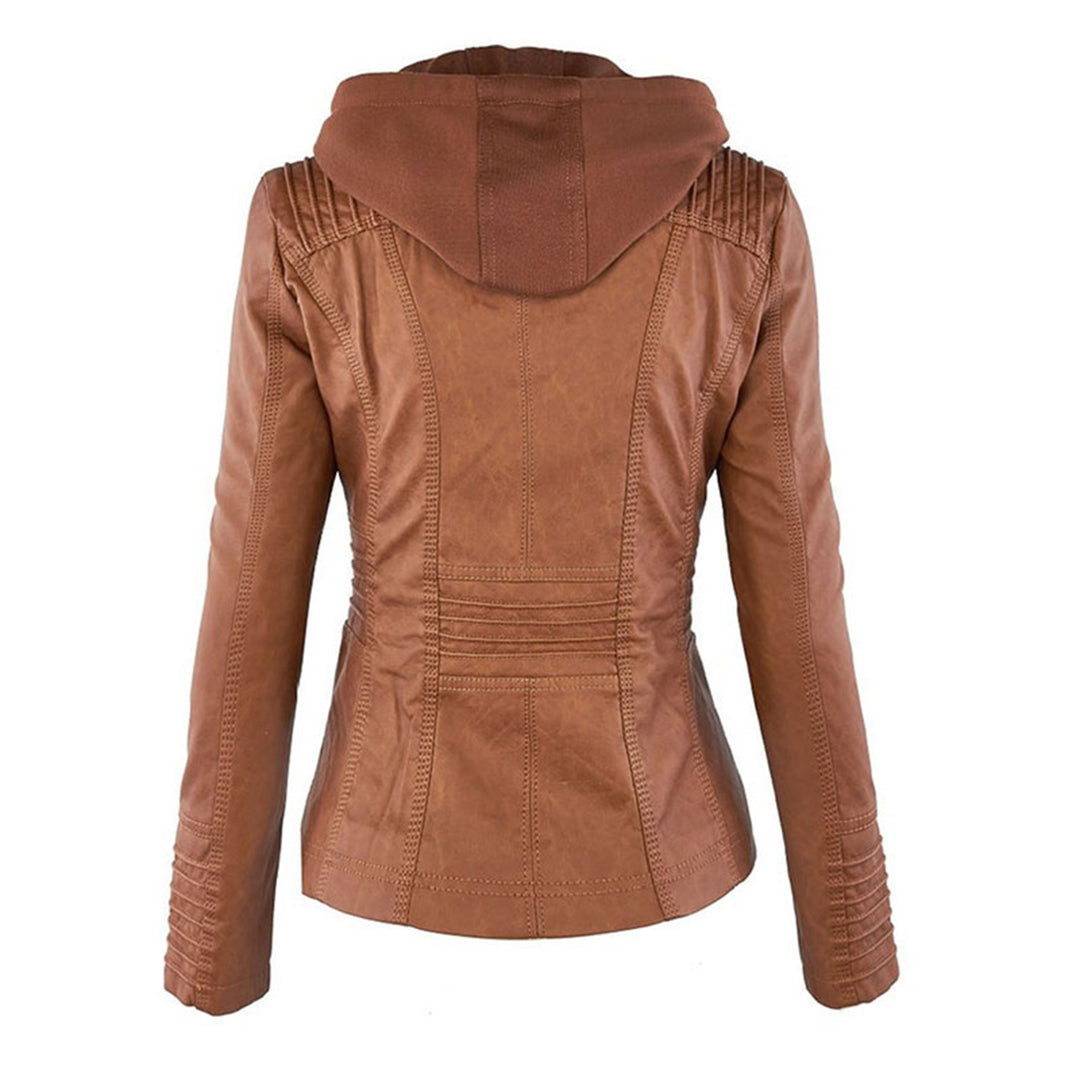 Sienna™ | Faux Leather Jacket with Hood