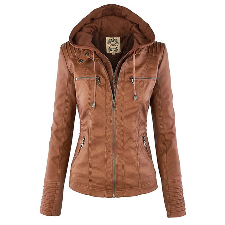 Sienna™ | Faux Leather Jacket with Hood
