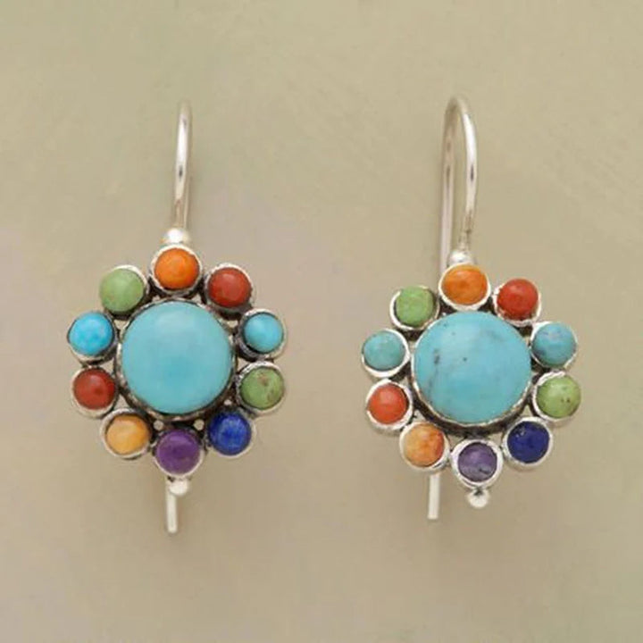 Turquoise Hoop Earrings in Multicolor