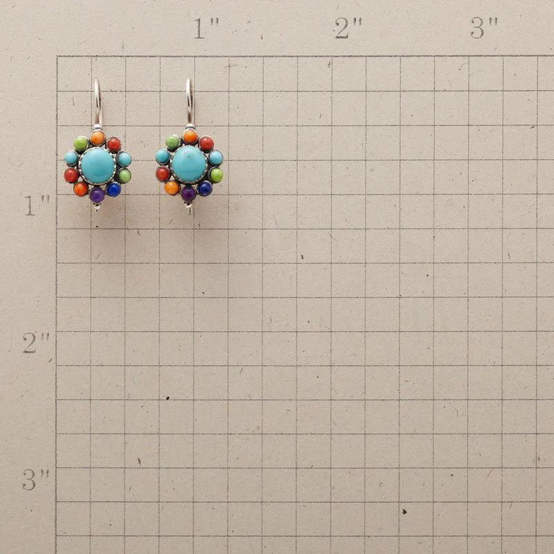 Turquoise Hoop Earrings in Multicolor
