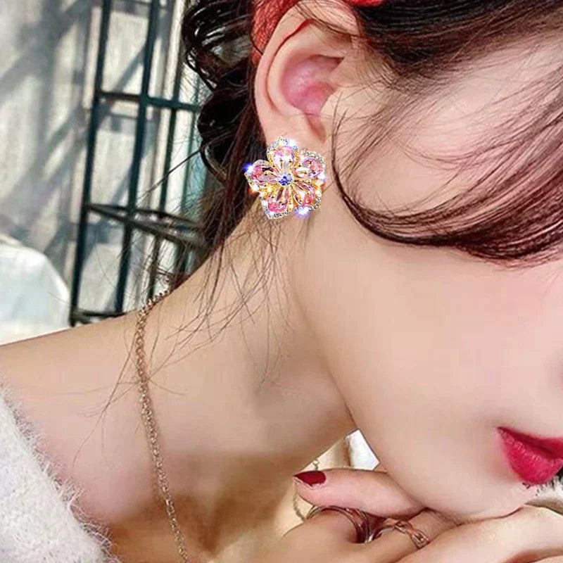 Silver Earrings with Multicolored Zirconia