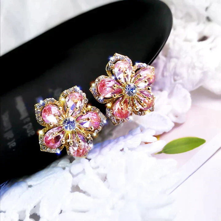Silver Earrings with Multicolored Zirconia
