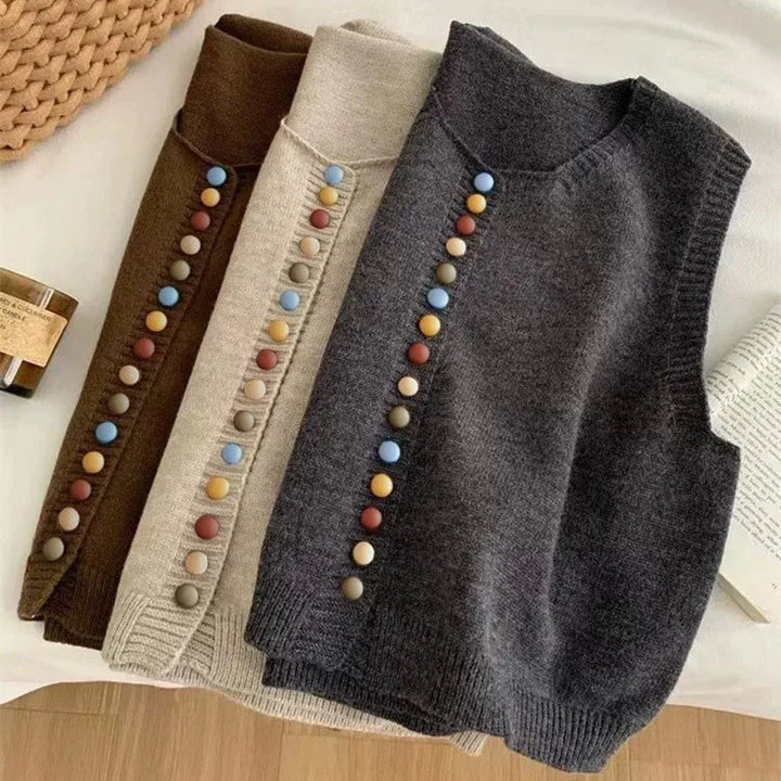 Maribel™ - Color-Button Knit Vest