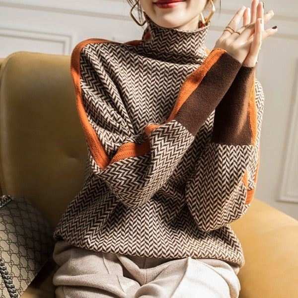 Luxe Herringbone Turtleneck by Eleanor