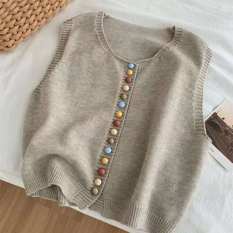 Maribel™ - Color-Button Knit Vest