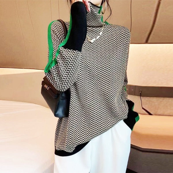 Luxe Herringbone Turtleneck by Eleanor