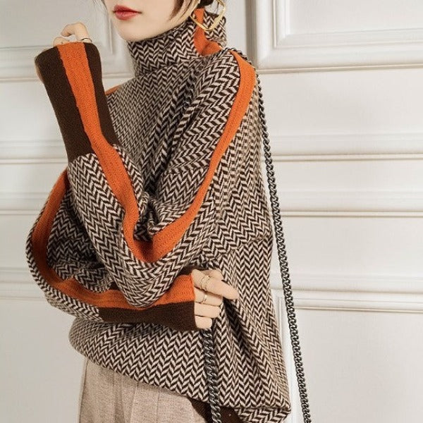Luxe Herringbone Turtleneck by Eleanor
