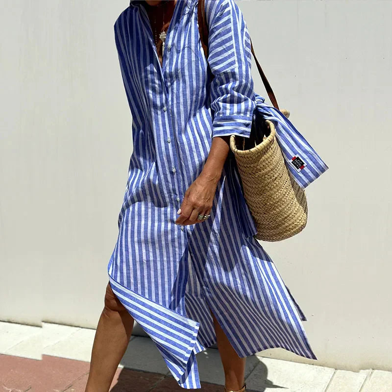 Anna| Striped Shirt Dress