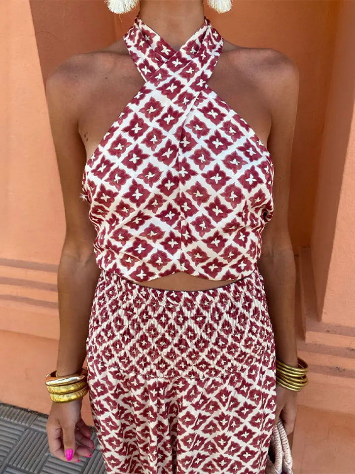 Mickay - Elegant Midi Dress with Ruffles and Off-Shoulder Design