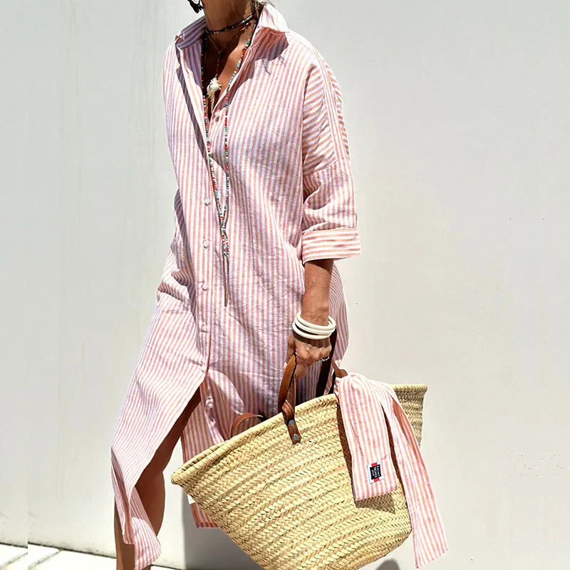 Anna| Striped Shirt Dress