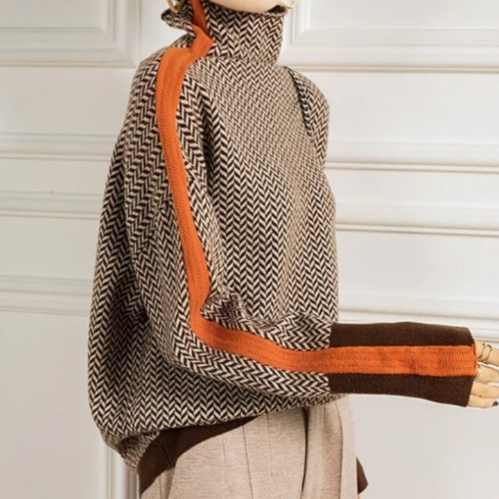 Luxe Herringbone Turtleneck by Eleanor