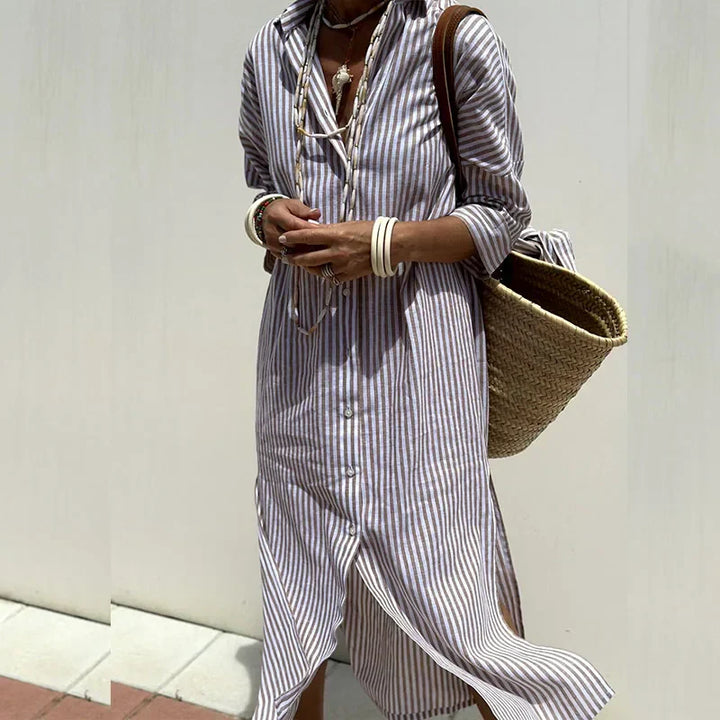Anna| Striped Shirt Dress