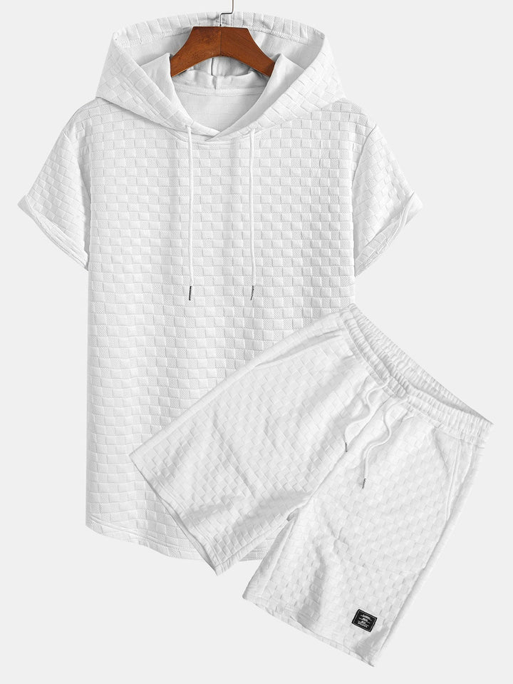 Hooded Sweatshirt with Checkerboard Hem <tc>T-Shirt</tc> &amp; Checkerboard <tc>Sh</tc>orts