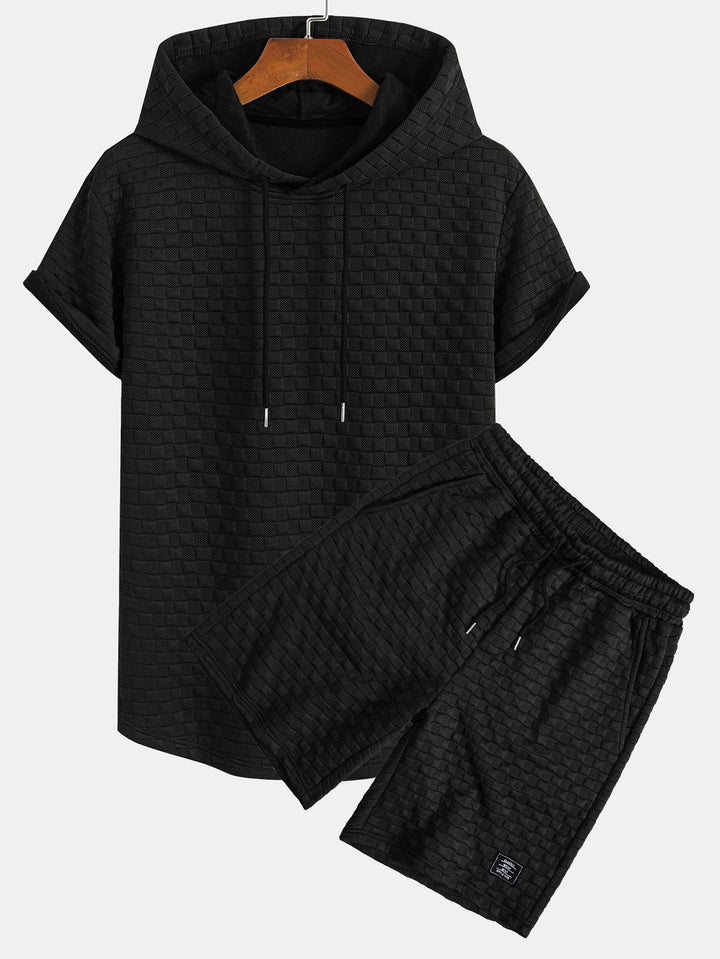 Hooded Sweatshirt with Checkerboard Hem <tc>T-Shirt</tc> &amp; Checkerboard <tc>Sh</tc>orts