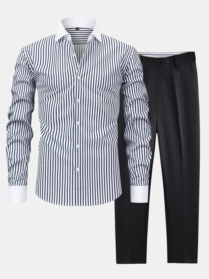 Wrinkle-Free Striped Winchester Shirt & Slim Fit Tapered Pants