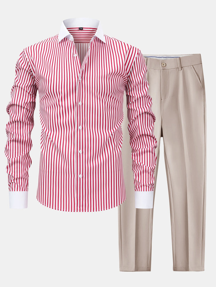 Wrinkle-Free Striped Winchester Shirt & Slim Fit Tapered Pants