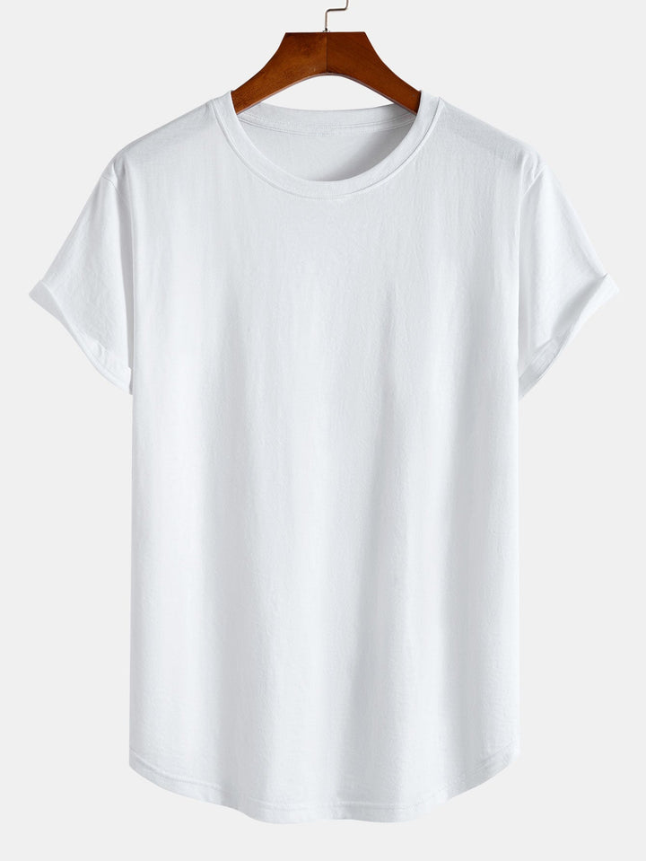 Basic Cotton T-shirt with Curved Hem