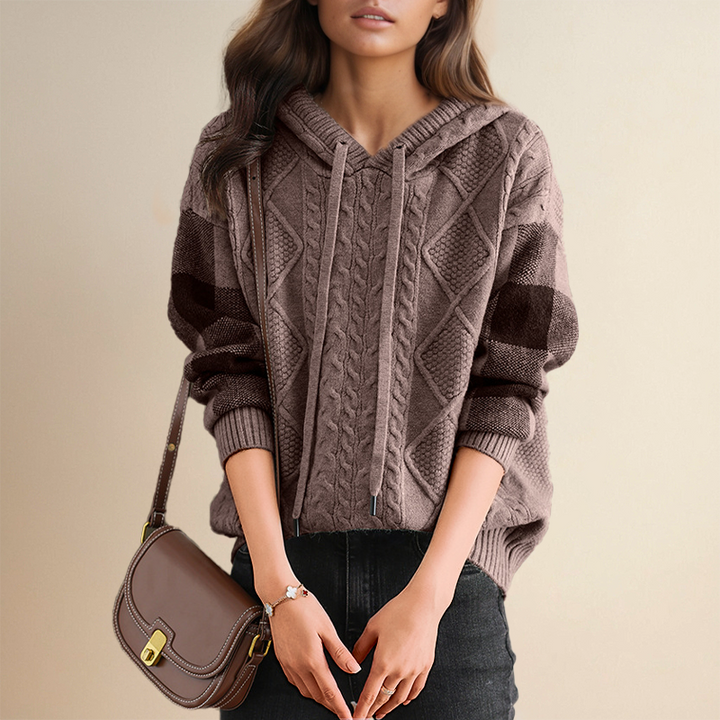 Hoodie Sweater in Cable Knit by Emily