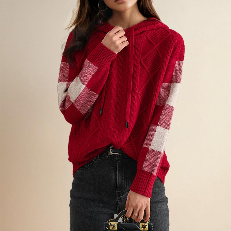 Hoodie Sweater in Cable Knit by Emily